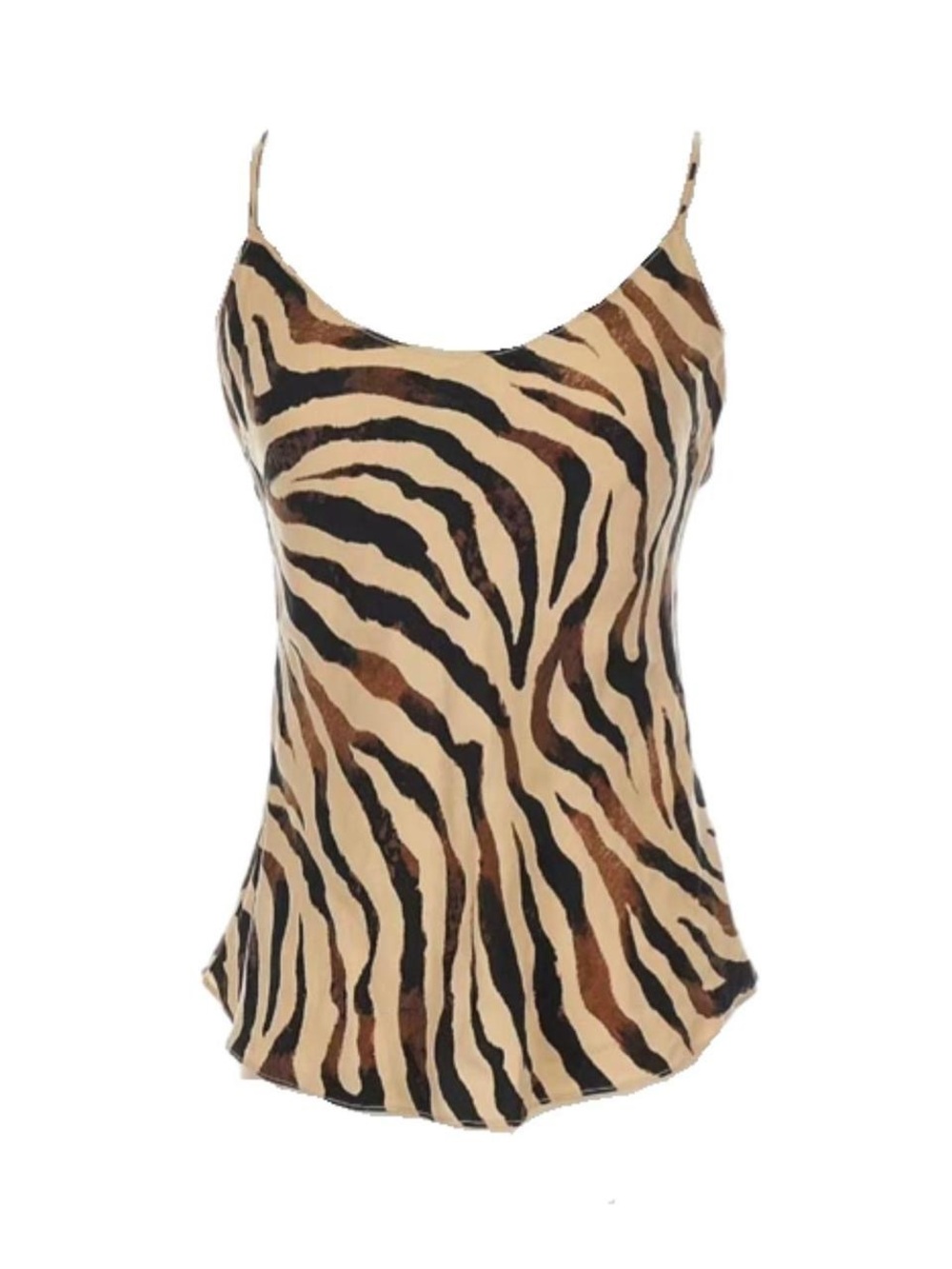 J. Crew Zebra-Print Satin Cami - Beige Black Brown